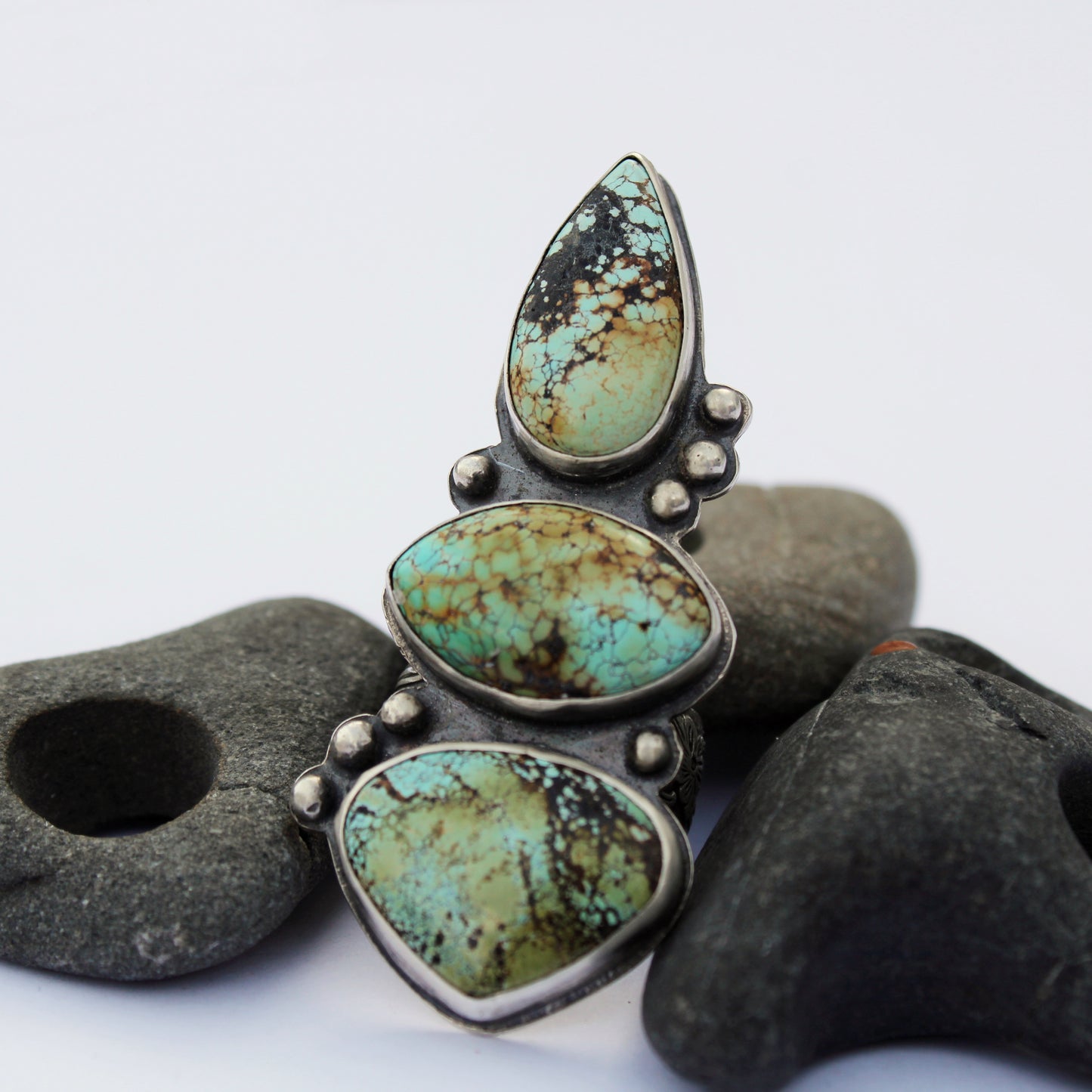 Tranquil Horizons Ring: Sterling Silver & Polychrome Turquoise - size 8.25