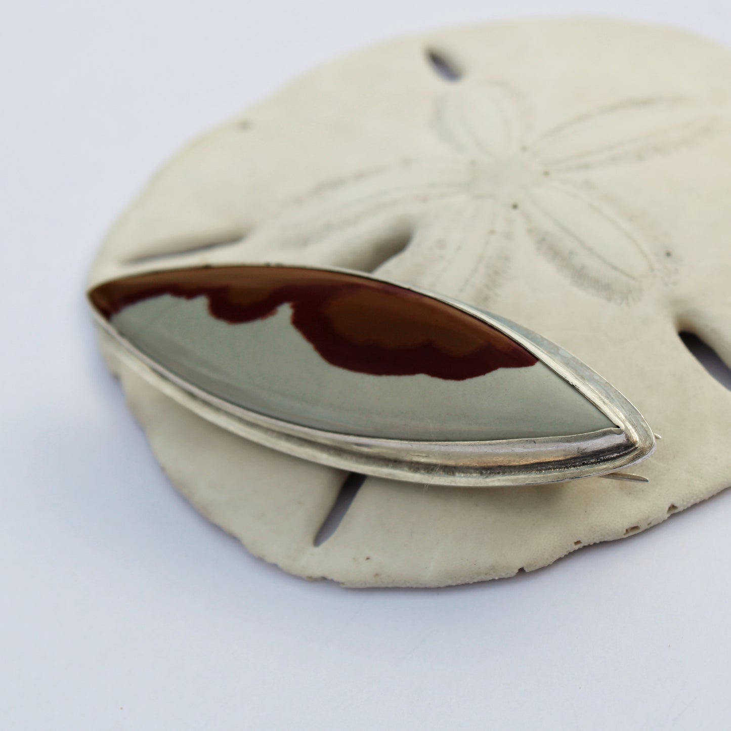 Desert Serenity Pin: Sterling Silver & Owyhee Jasper