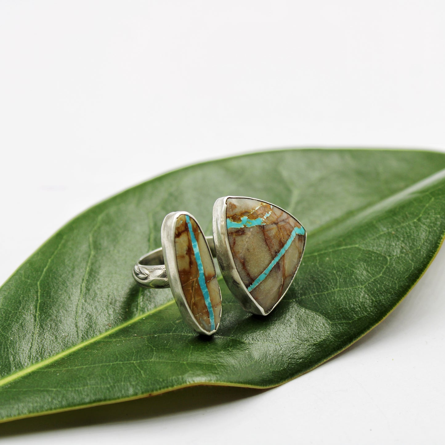 Ribbons of Earth Ring: Sterling Silver & Royston Ribbon - size 9.25