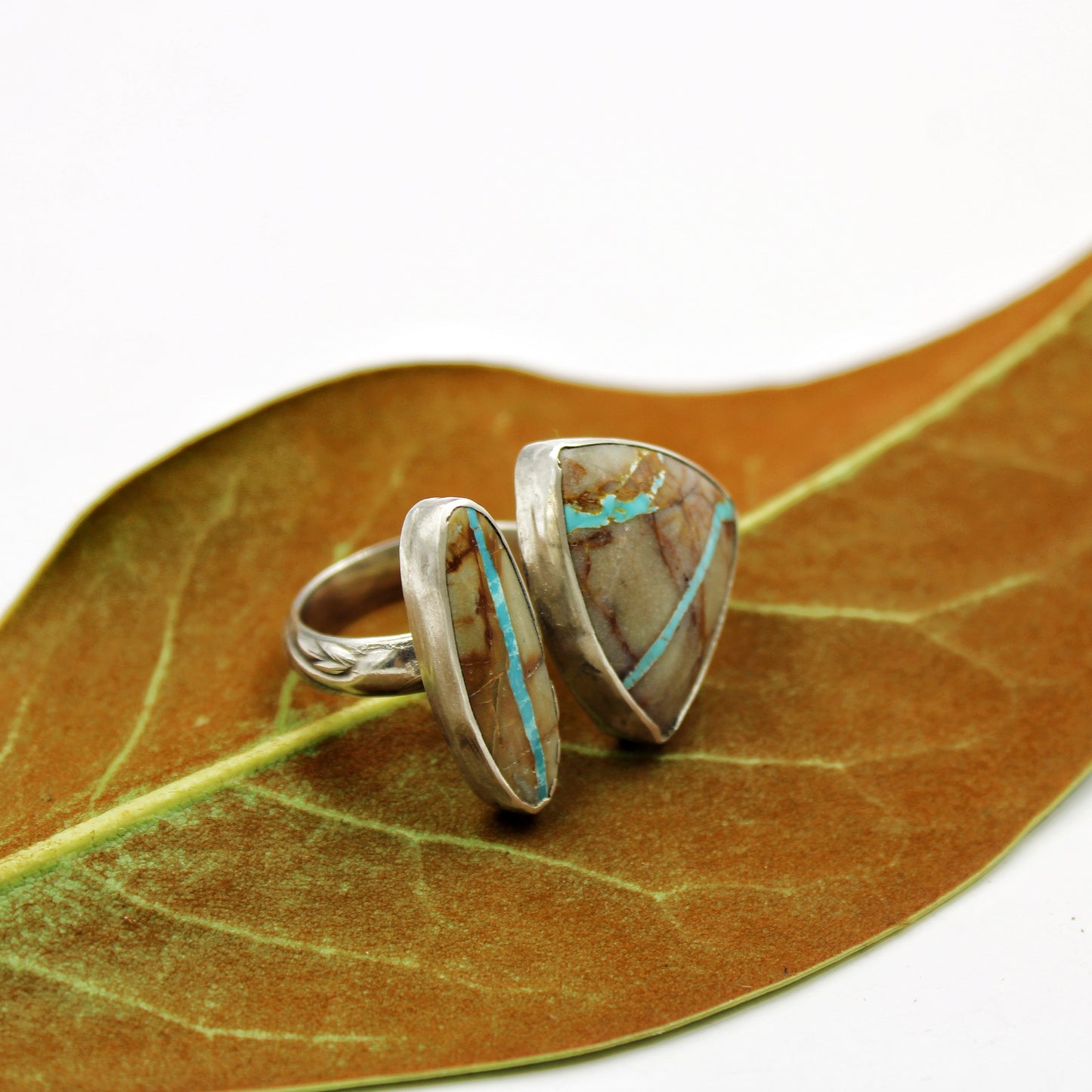 Ribbons of Earth Ring: Sterling Silver & Royston Ribbon - size 9.25
