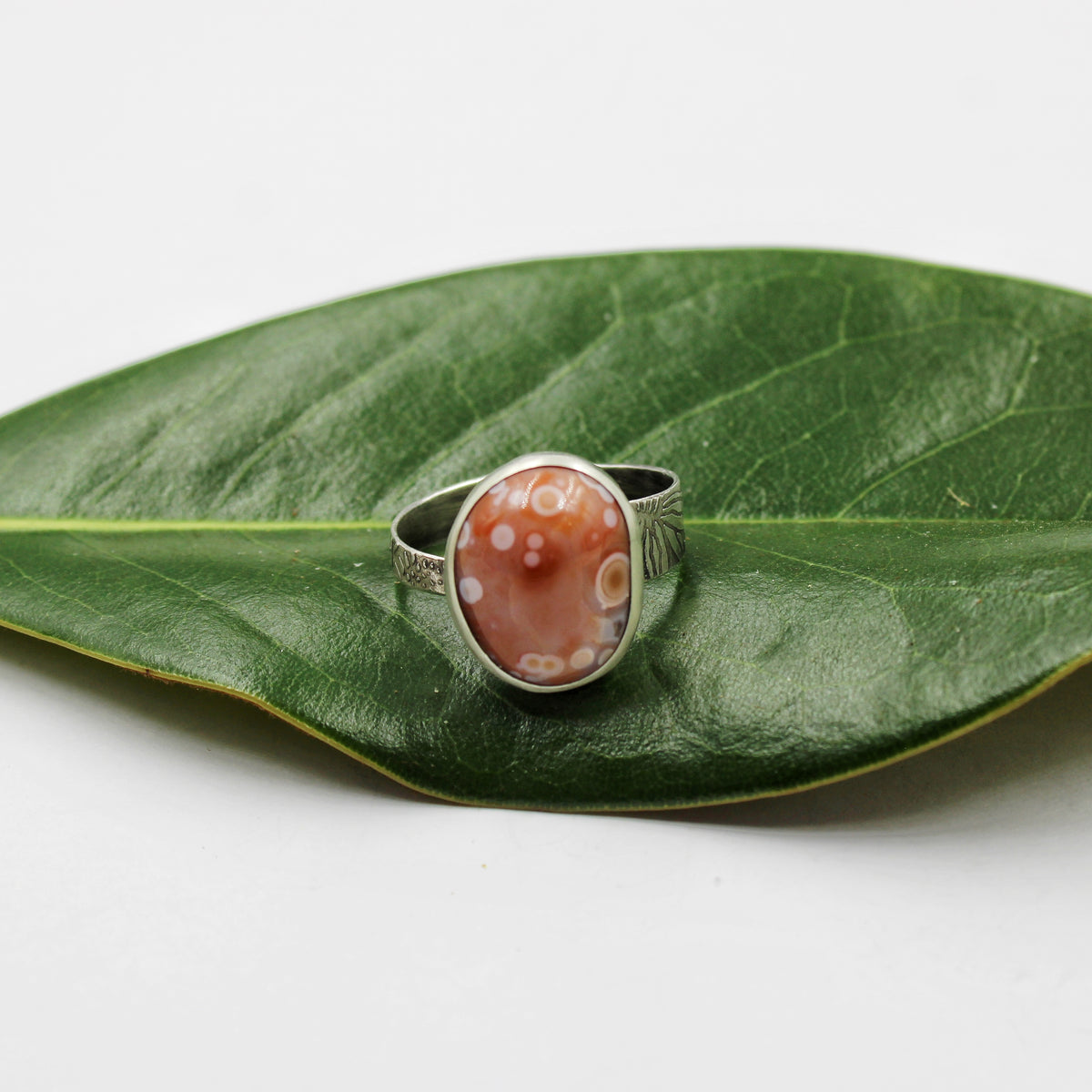 Sundown Tides Ring: Sterling Silver & Ocean Jasper - size 10