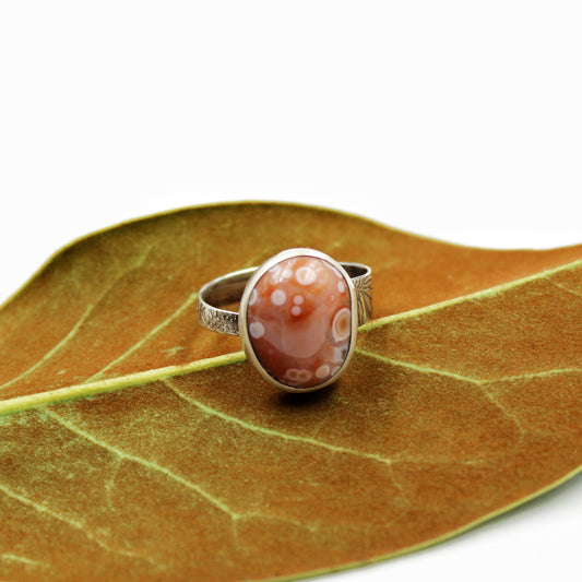Sundown Tides Ring: Sterling Silver & Ocean Jasper - size 10