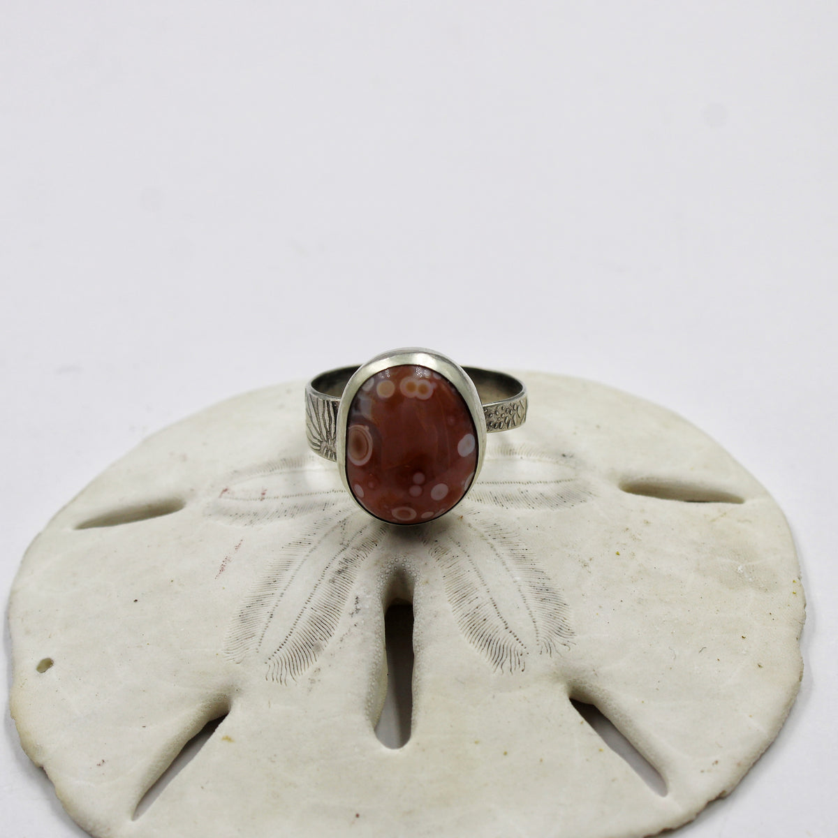 Sundown Tides Ring: Sterling Silver & Ocean Jasper - size 10
