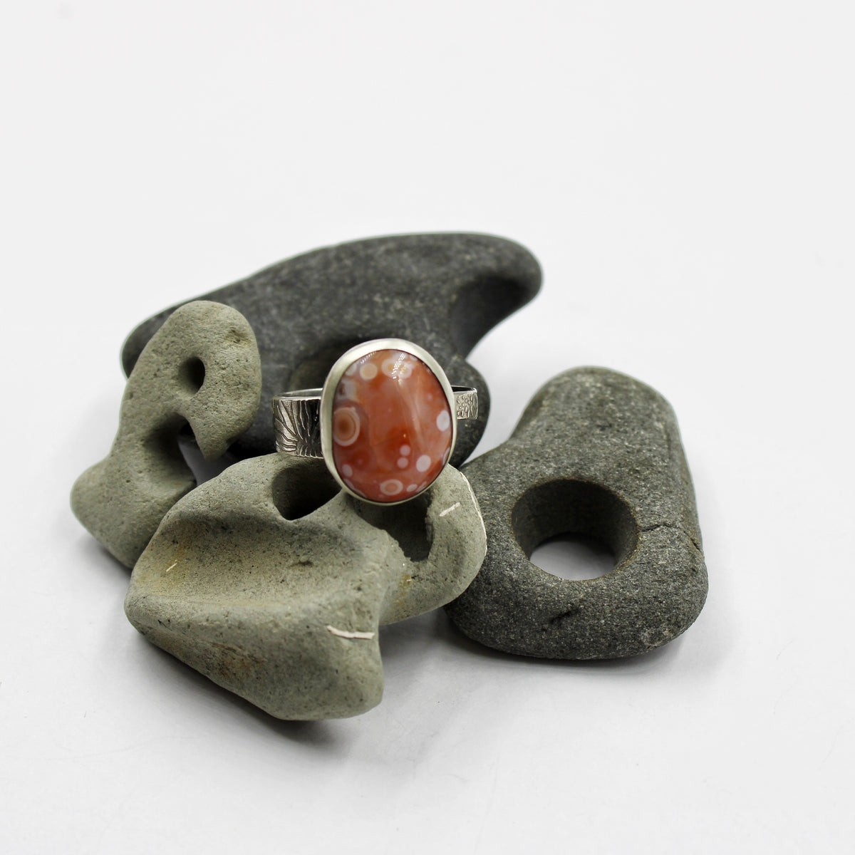 Sundown Tides Ring: Sterling Silver & Ocean Jasper - size 10