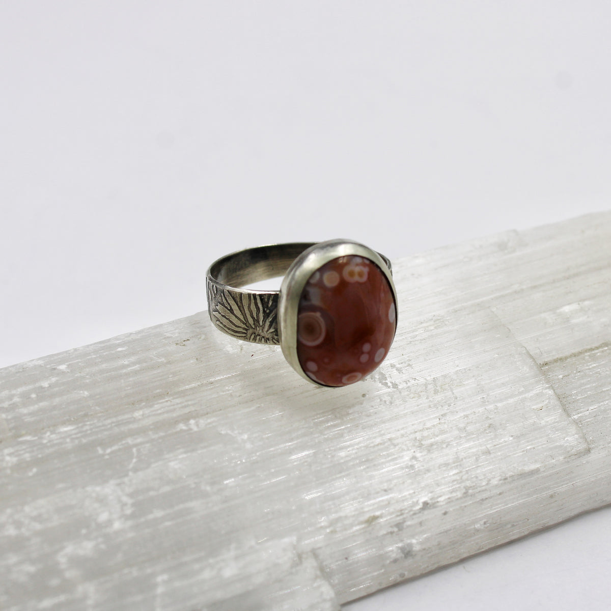 Sundown Tides Ring: Sterling Silver & Ocean Jasper - size 10