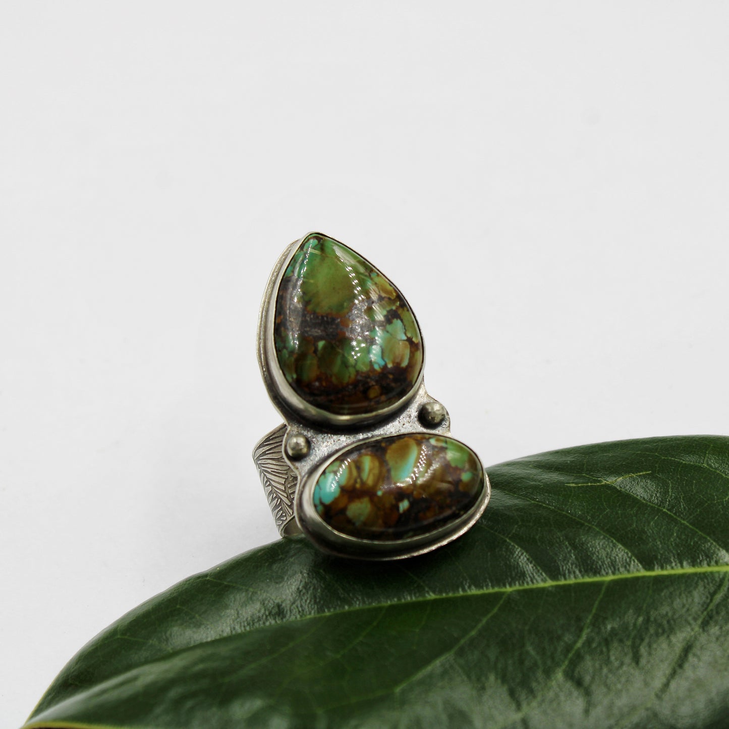 Riverstone Path Ring: Sterling Silver & Polychrome Turquoise - size 9