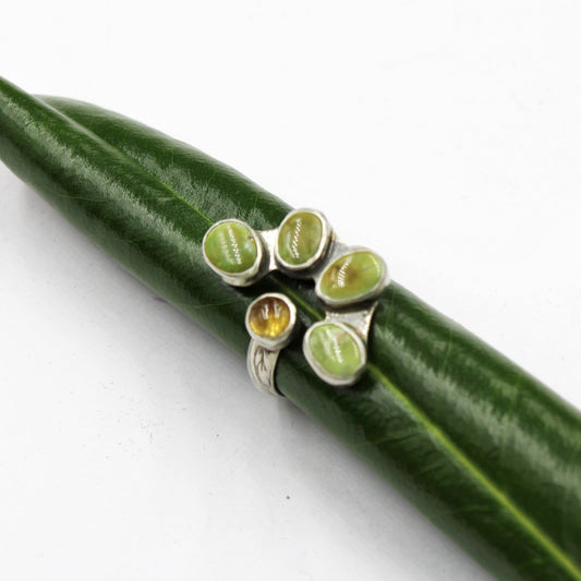 Golden Bloom Ring: Sonoran Lime Turquoise & Yellow Sapphire - size 8