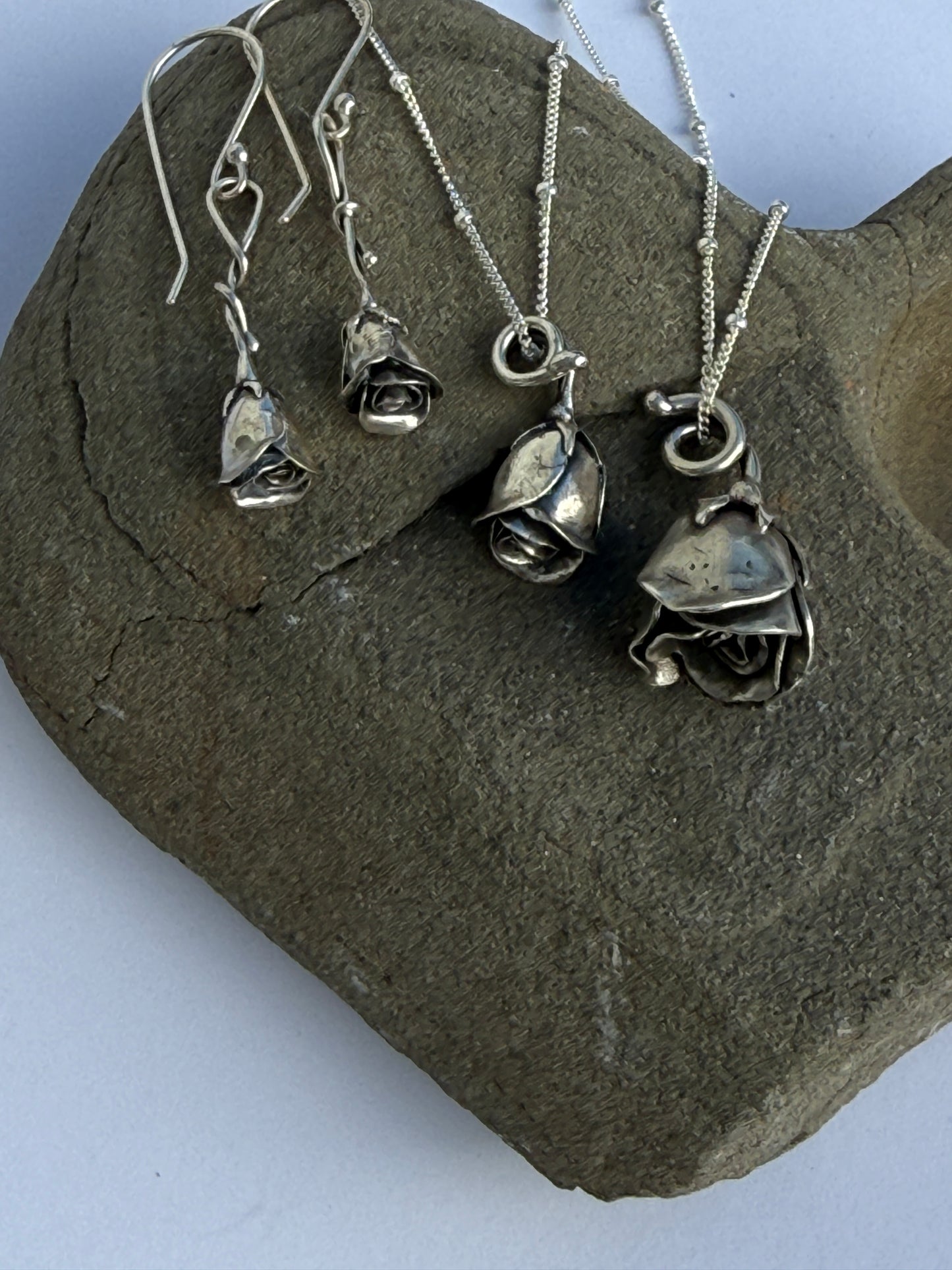Small Acts of Devotion: Sterling Silver Rose Earrings