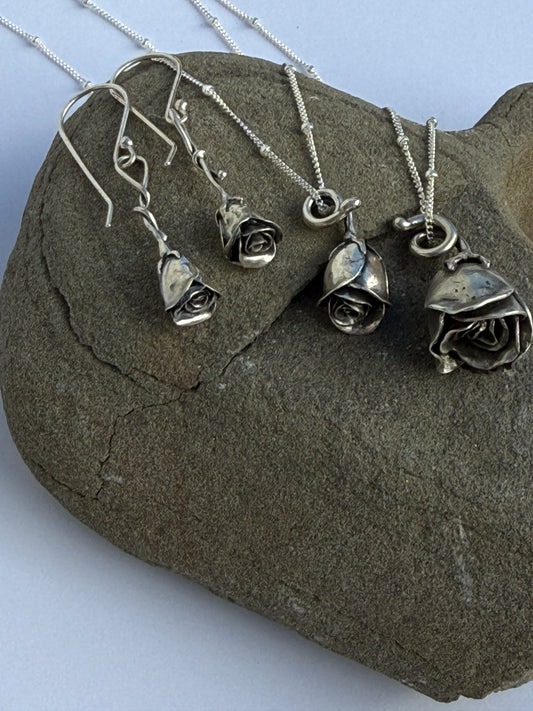 Tended With Care: Sterling Silver Rose Pendant