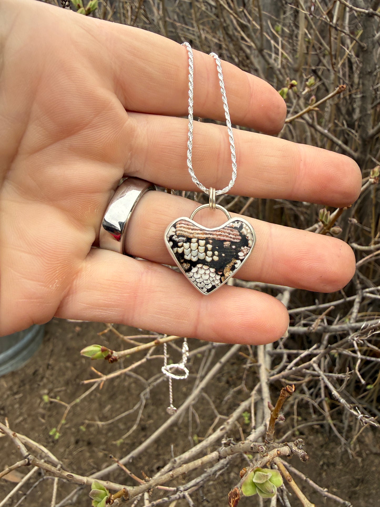 Snakeskin Agate Heart Pendant for Missy W.