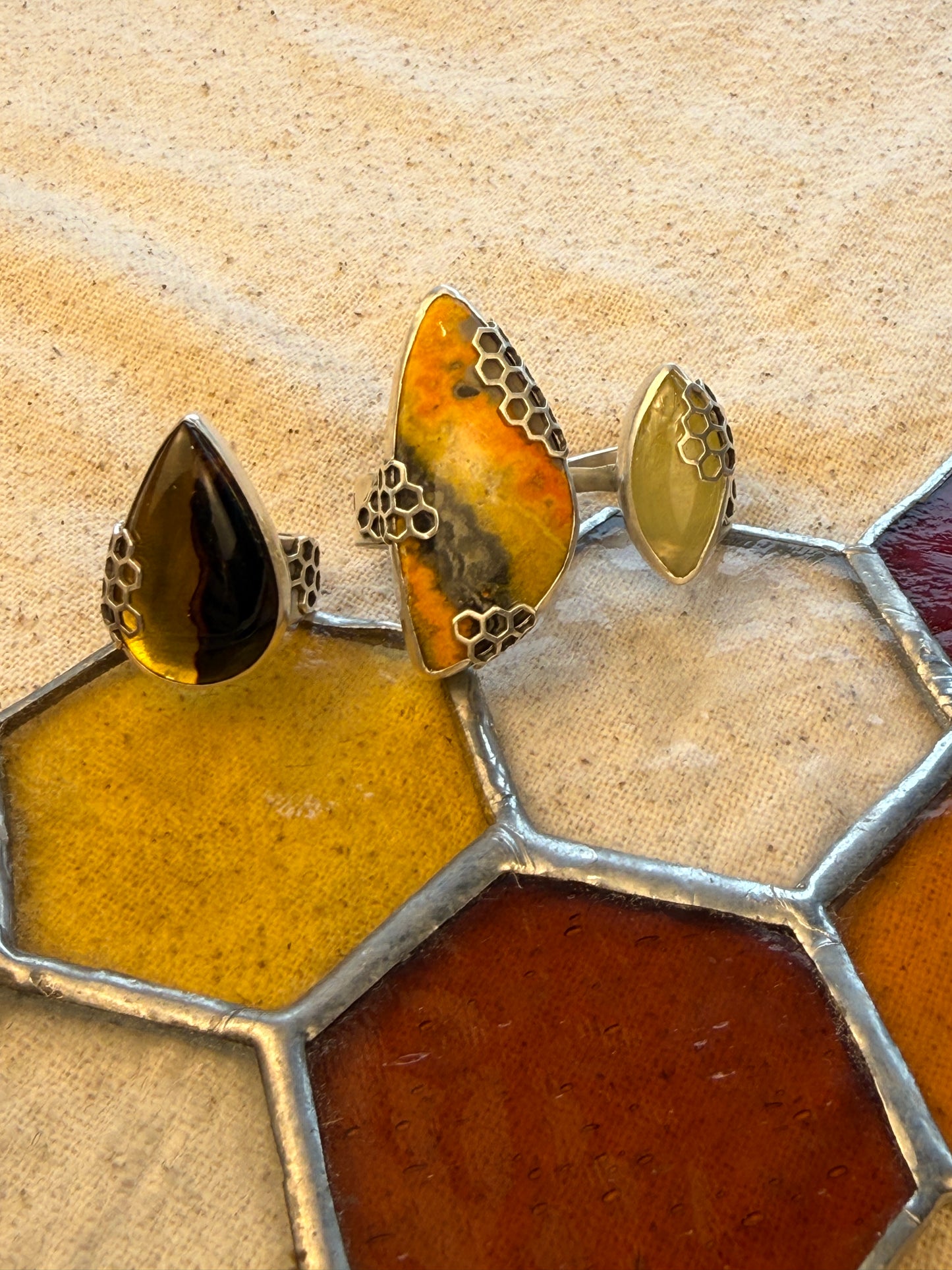 Quiet Glow Ring - Sterling Silver & Chiapas Amber - size 6