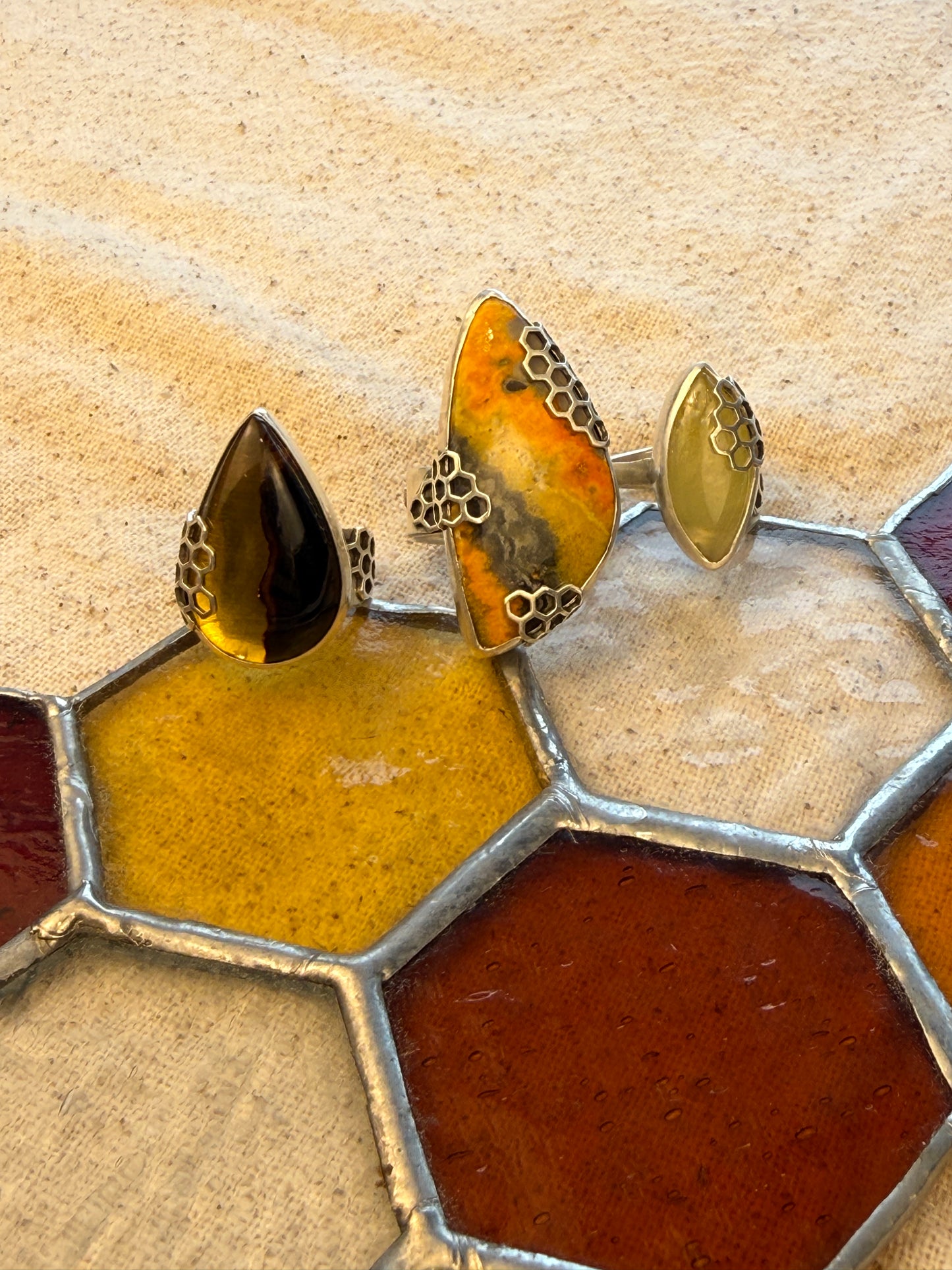 Wild Structure Ring - Sterling Silver & Bumblebee Jasper - size 7