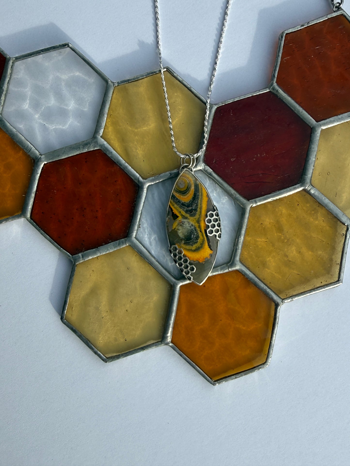 Golden Current Pendant - Sterling Silver & Bumblebee Jasper