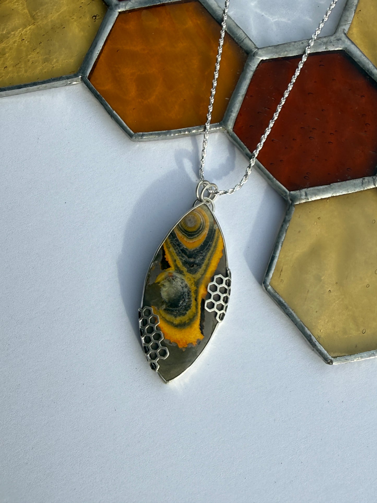 Golden Current Pendant - Sterling Silver & Bumblebee Jasper