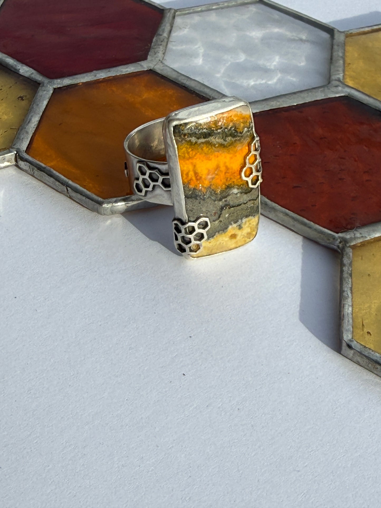 Steady Light Ring - Sterling Silver & Bumblebee Jasper - size 10.25