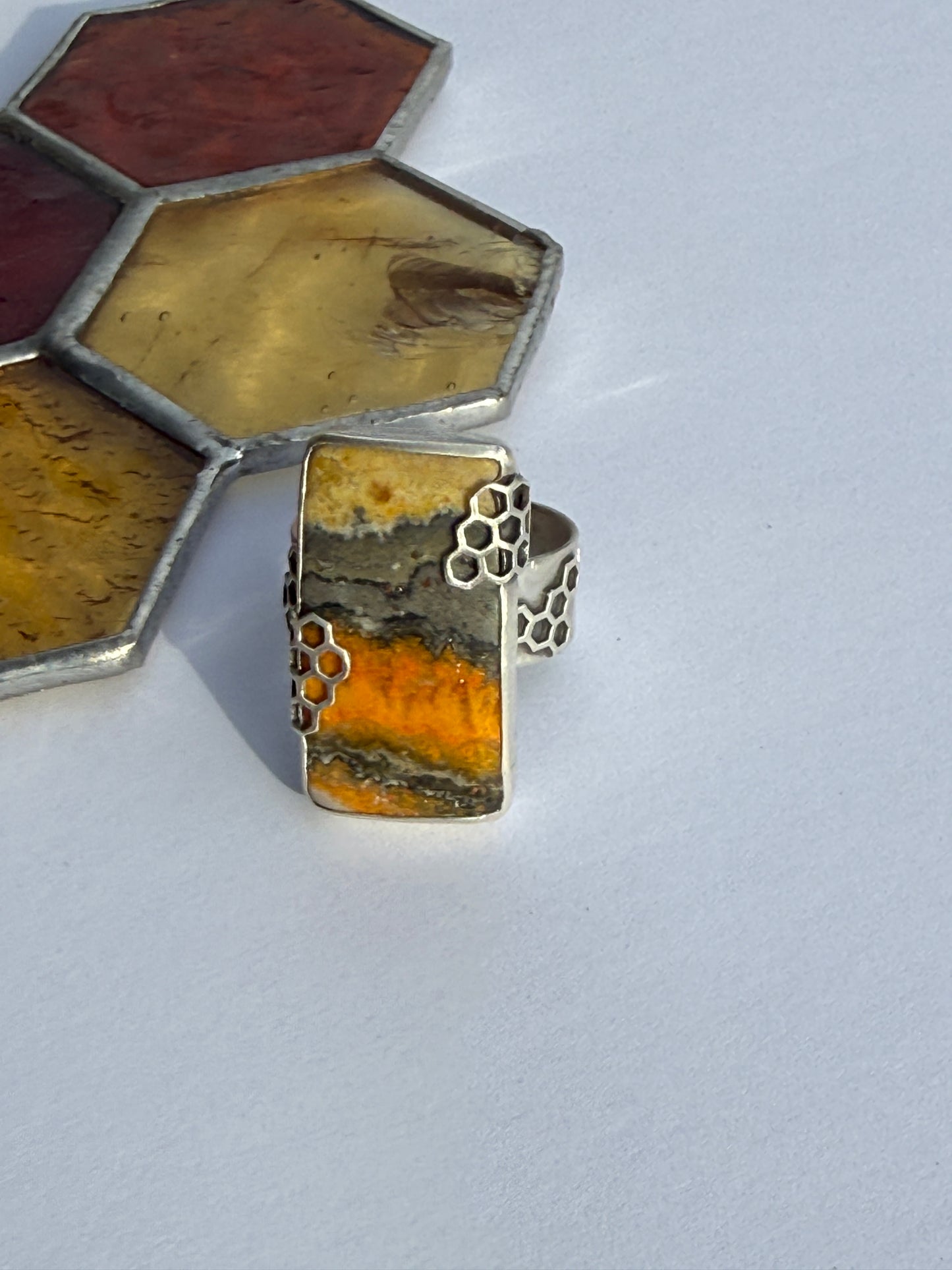 Steady Light Ring - Sterling Silver & Bumblebee Jasper - size 10.25