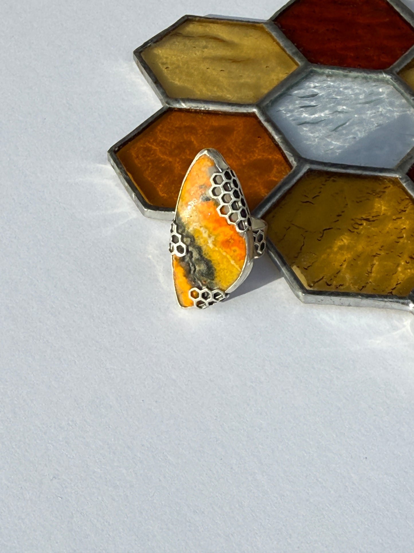 Wild Structure Ring - Sterling Silver & Bumblebee Jasper - size 7