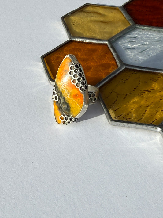 Wild Structure Ring - Sterling Silver & Bumblebee Jasper - size 7