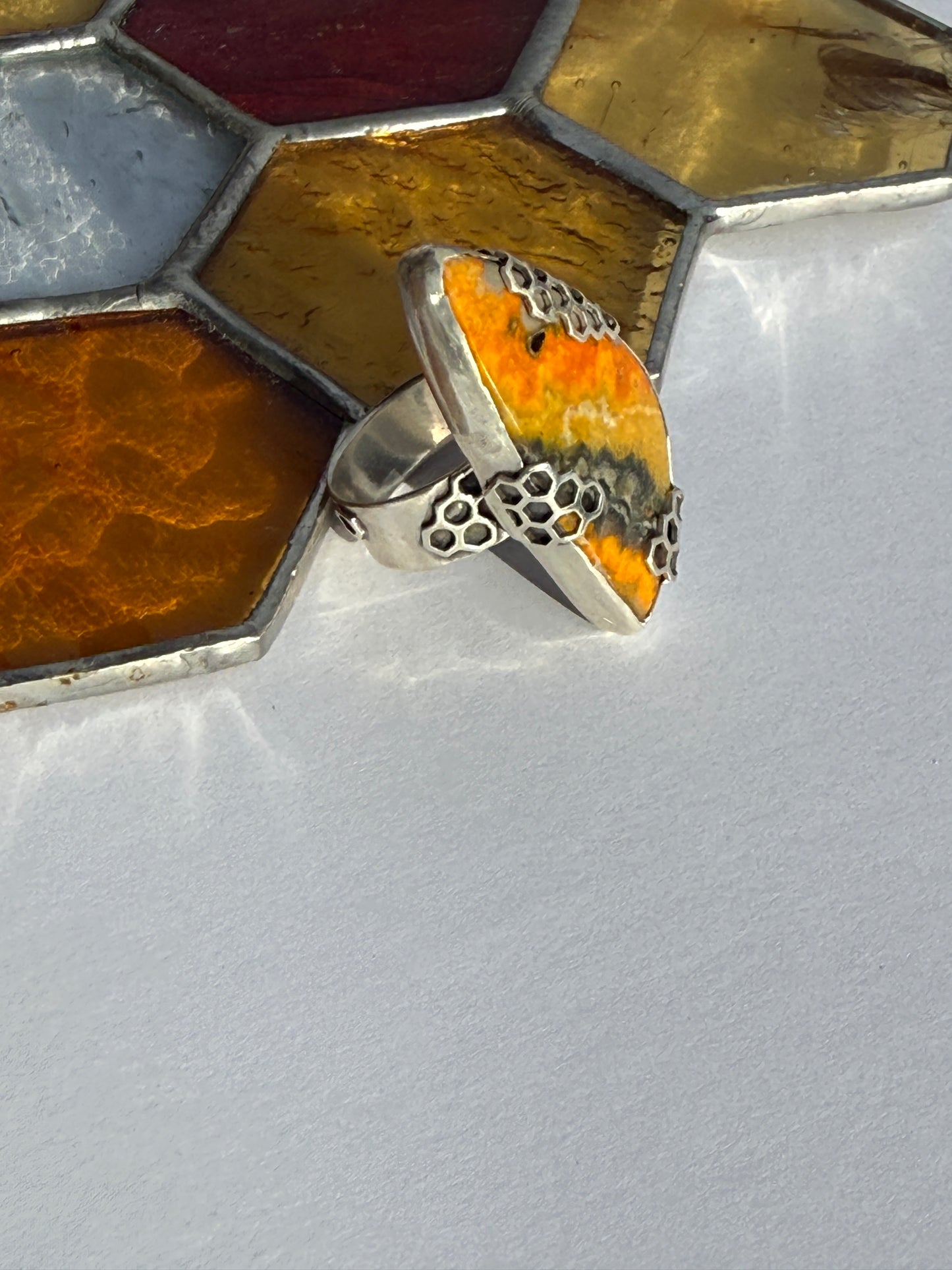 Wild Structure Ring - Sterling Silver & Bumblebee Jasper - size 7
