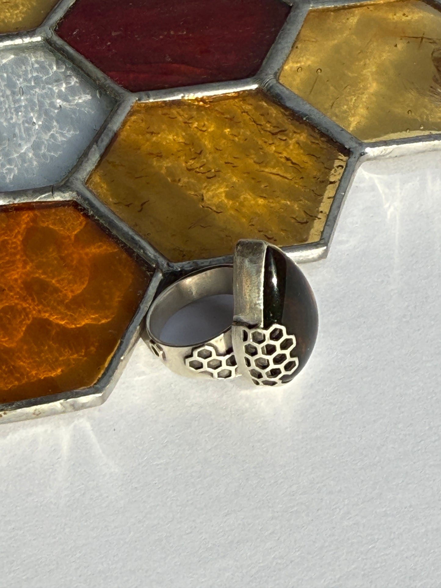 Quiet Glow Ring - Sterling Silver & Chiapas Amber - size 6