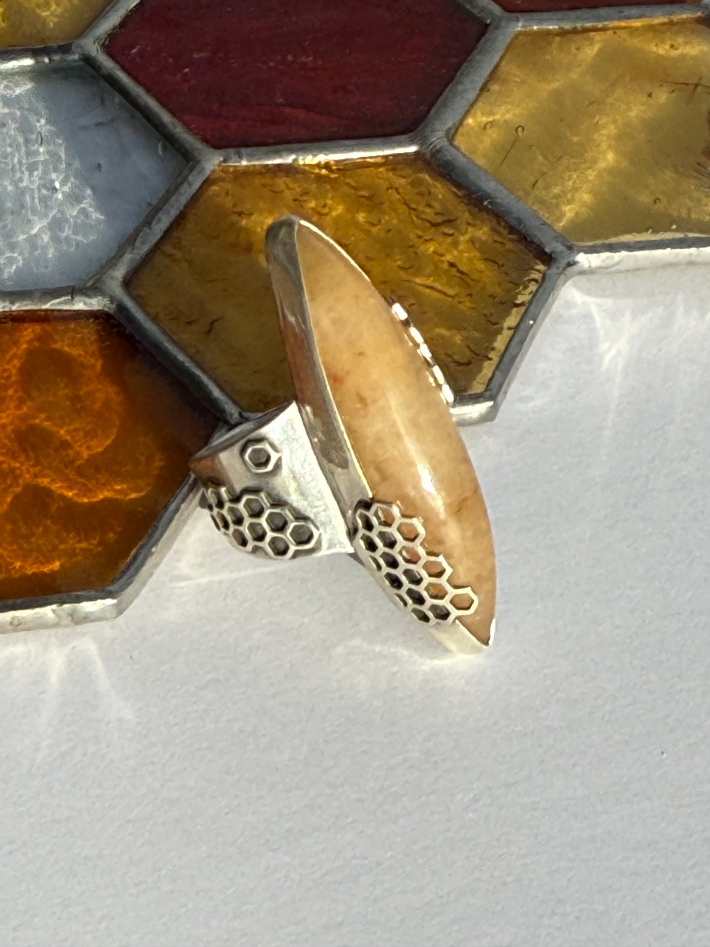 Warm Rise Ring - Sterling Silver & Orange Chalcedony- size 9.25