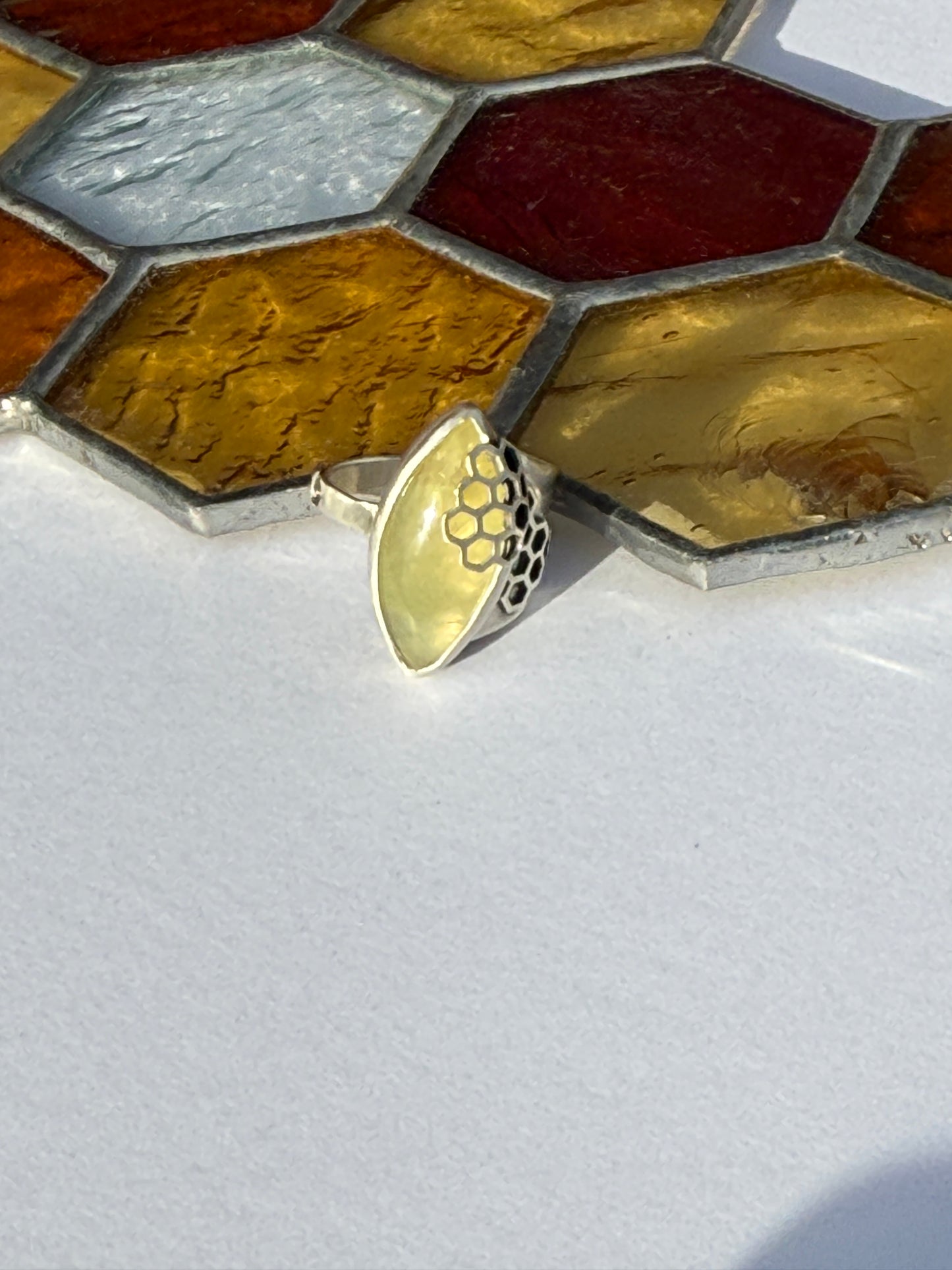 Soft Spark Ring - Sterling Silver & Lemon Jade - size 5.25