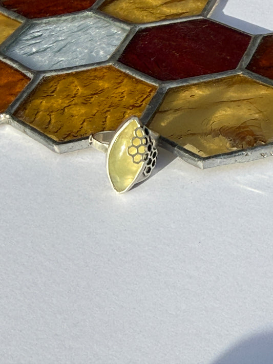 Soft Spark Ring - Sterling Silver & Lemon Jade - size 5.25