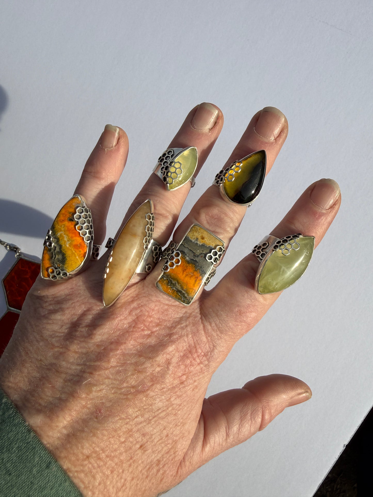 Soft Spark Ring - Sterling Silver & Lemon Jade - size 5.25