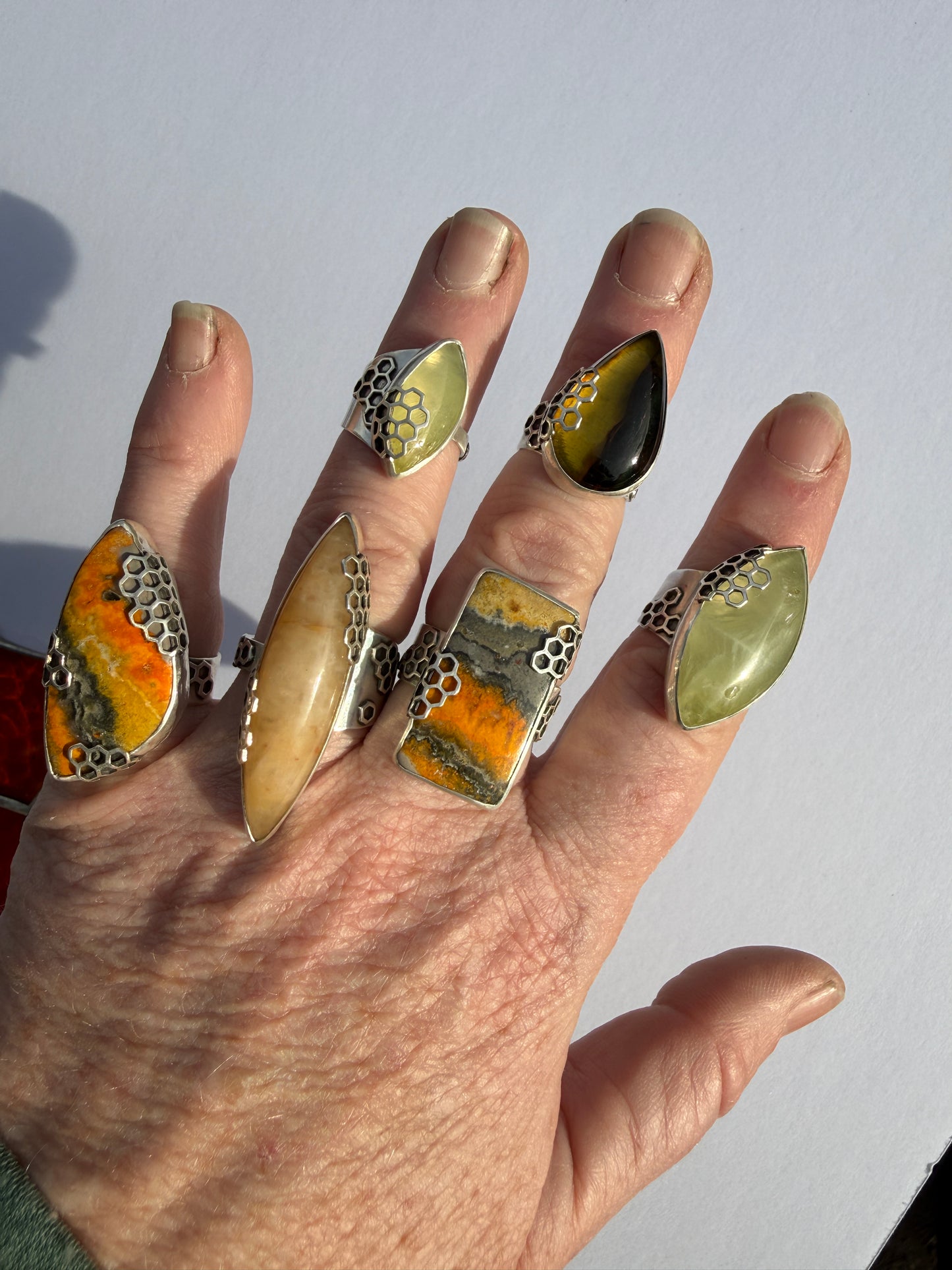 Steady Light Ring - Sterling Silver & Bumblebee Jasper - size 10.25