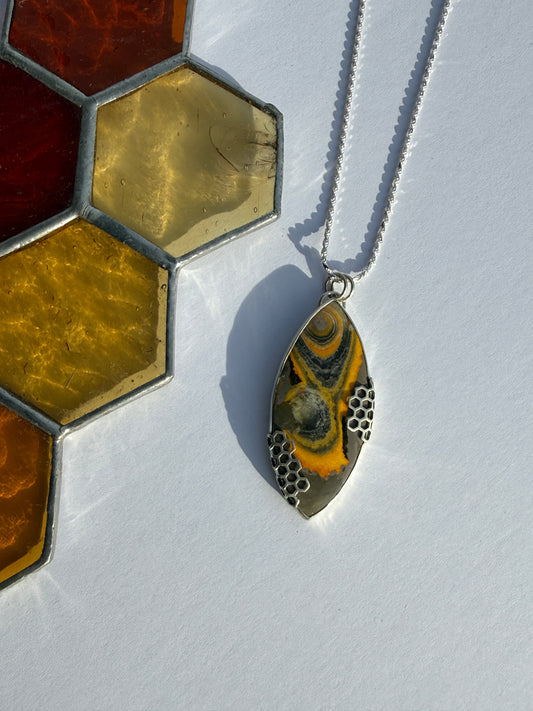 Golden Current Pendant - Sterling Silver & Bumblebee Jasper