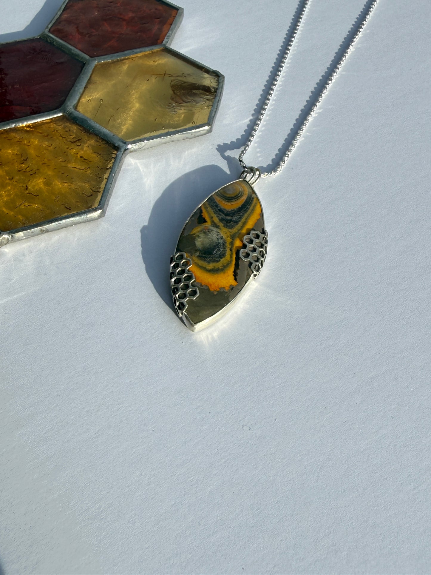 Golden Current Pendant - Sterling Silver & Bumblebee Jasper