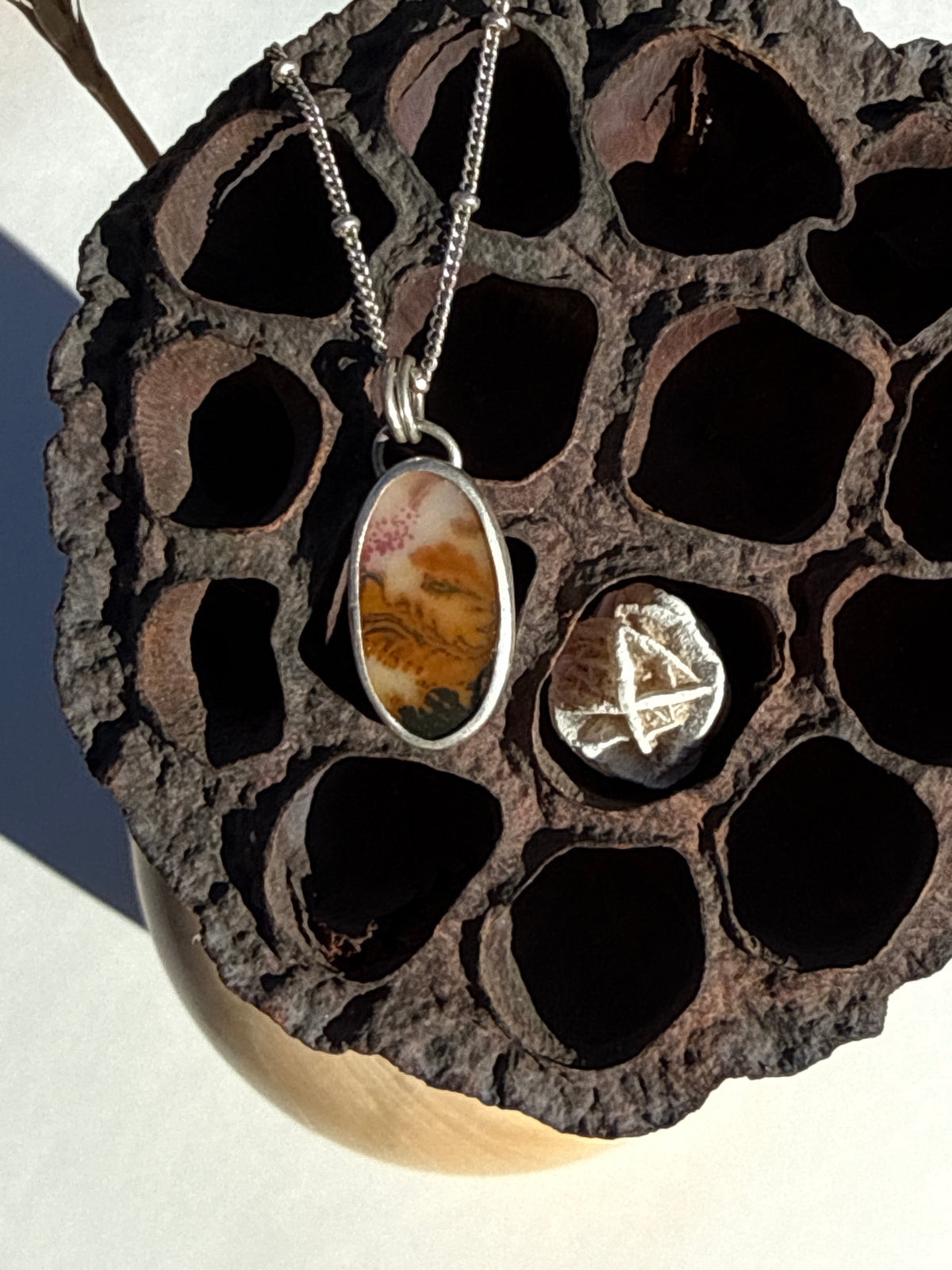 Clouds of the Forest Necklace: Sterling Silver & Dendritic Agate Pendant