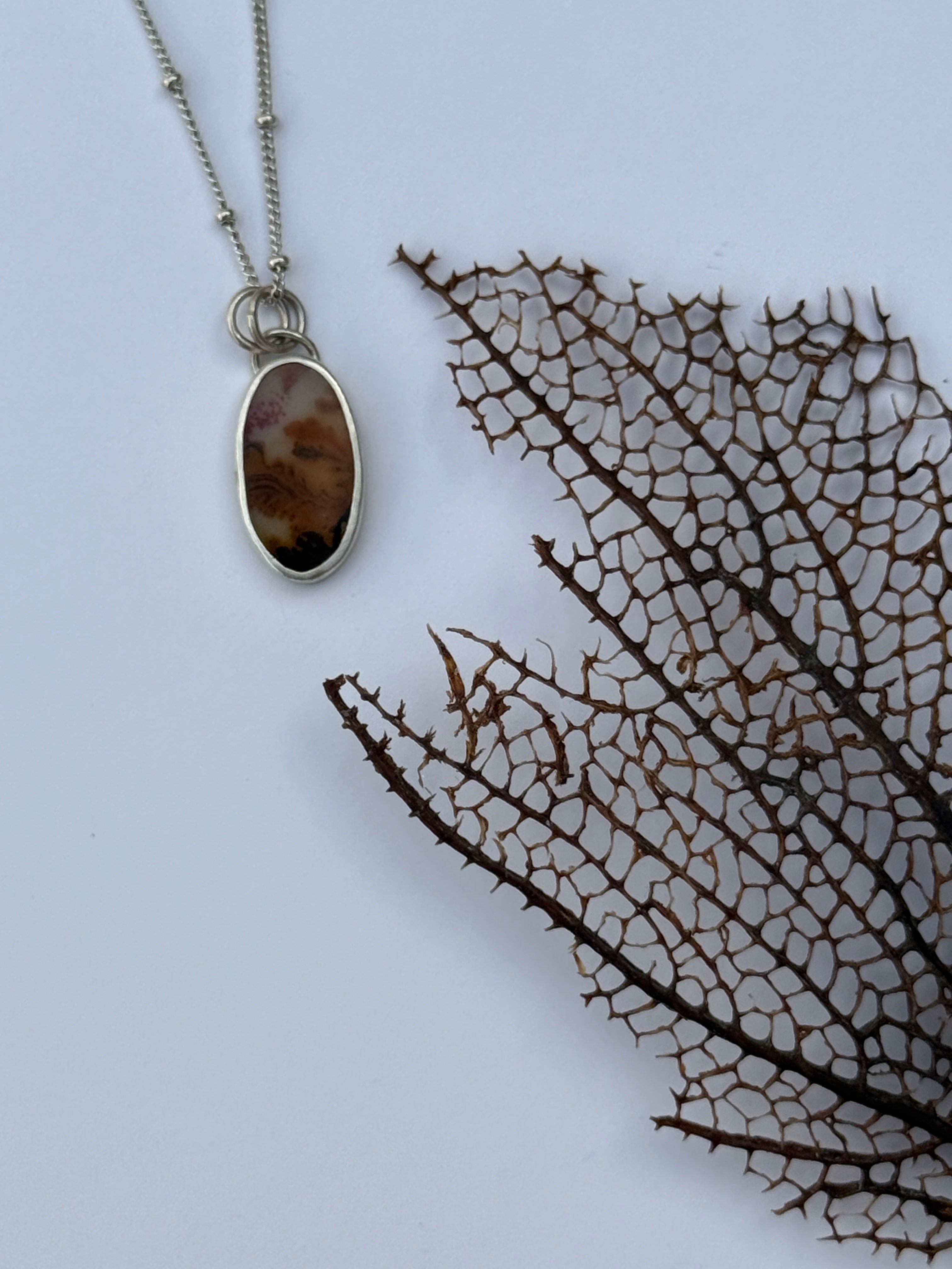 Clouds of the Forest Necklace: Sterling Silver & Dendritic Agate
