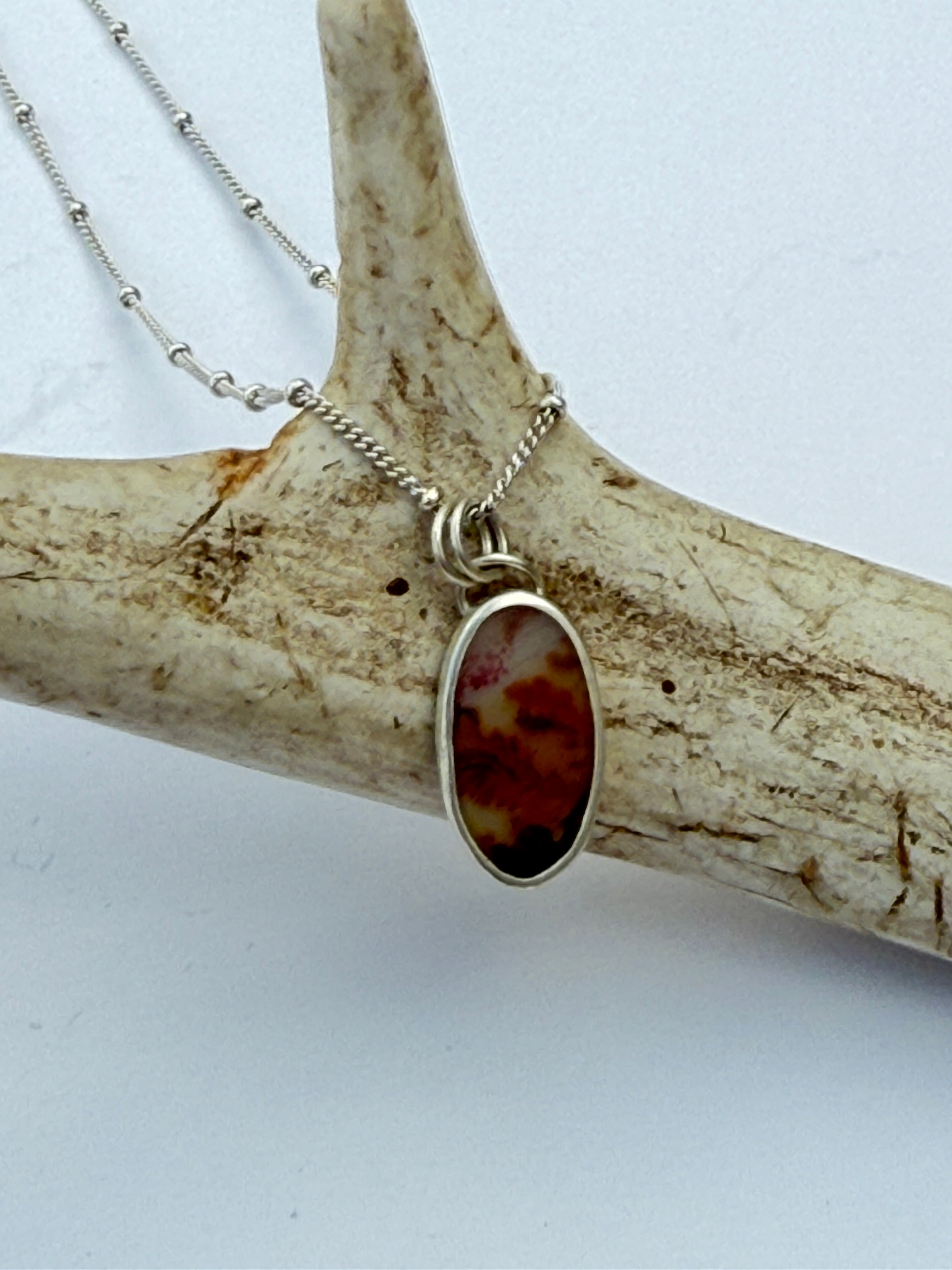 Clouds of the Forest Necklace: Sterling Silver & Dendritic Agate