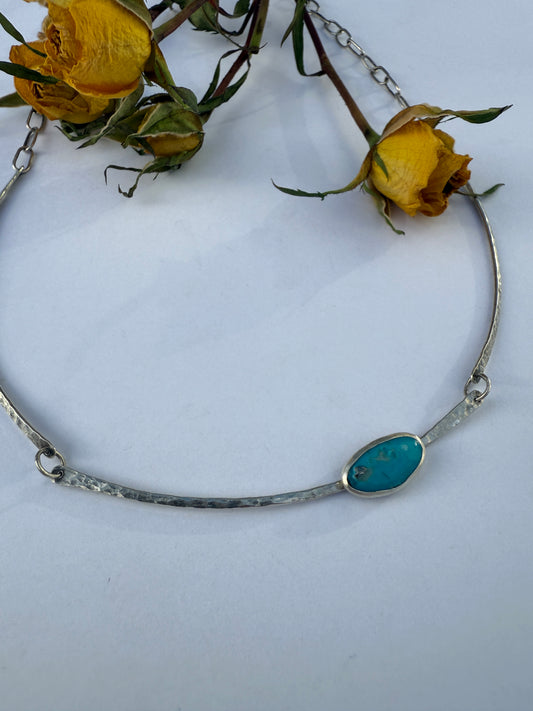 Canyon Stillness Necklace: Sterling Silver & Teghut Mine Turquoise Pendant