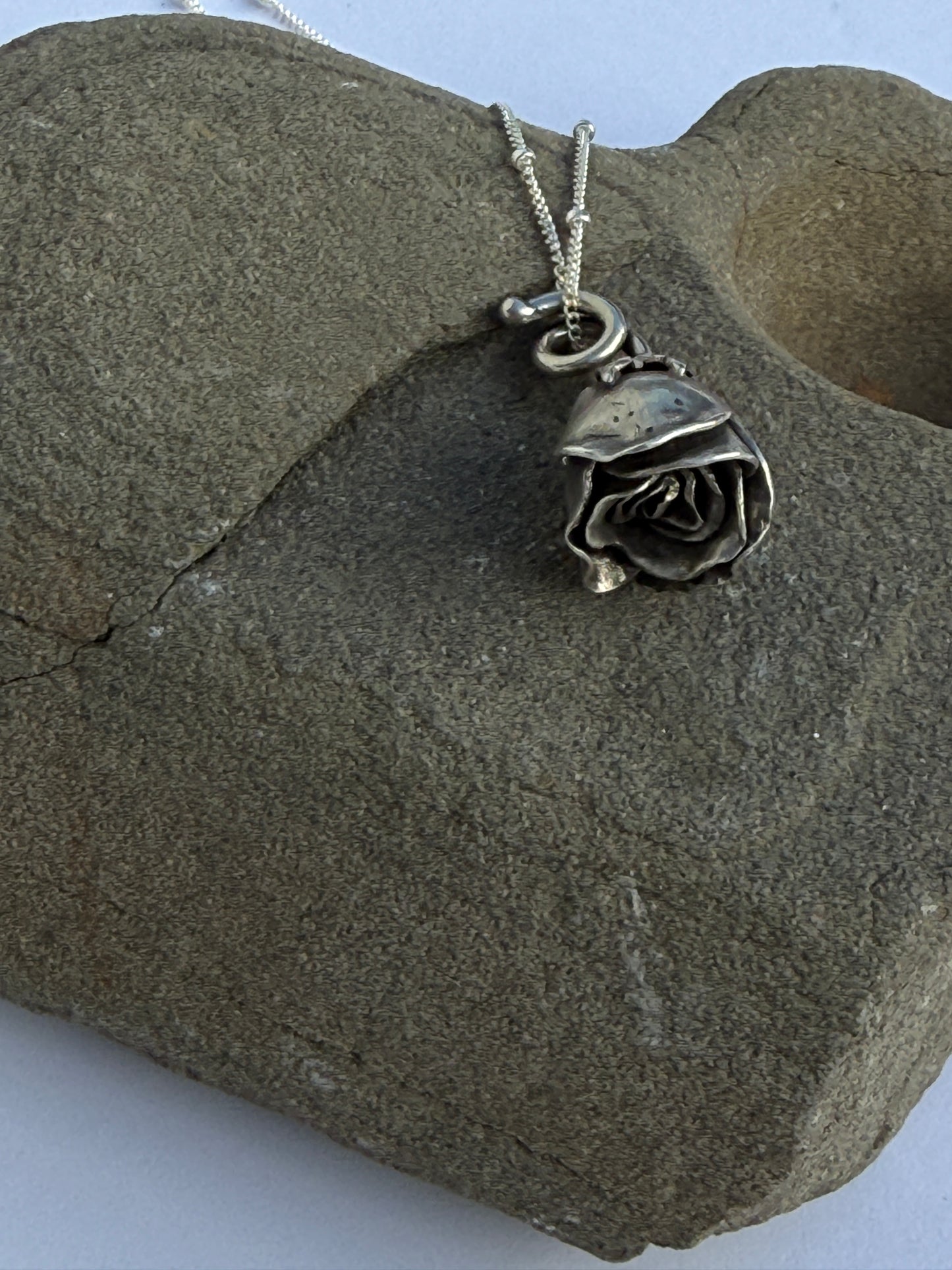 Tended With Care: Sterling Silver Rose Pendant