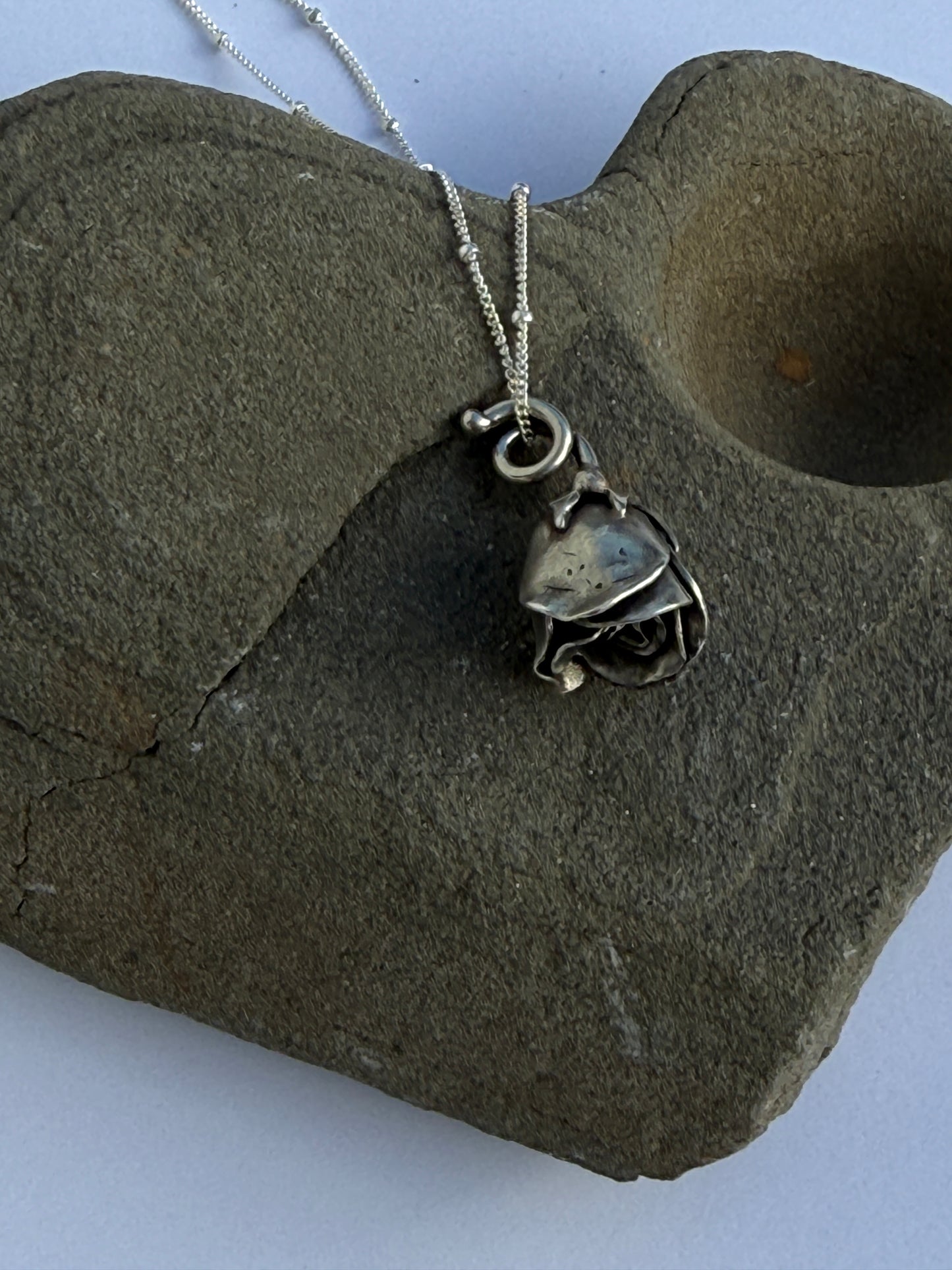 Tended With Care: Sterling Silver Rose Pendant