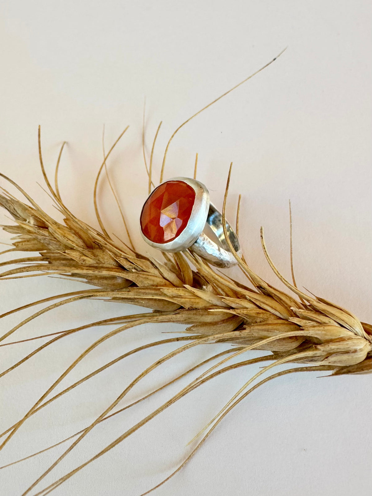 Solstice Ring: Carnelian & Sterling Silver - size 5.75