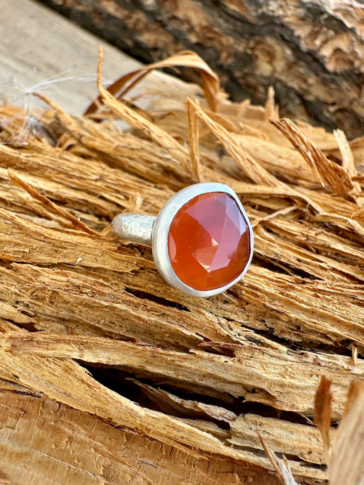 Solstice Ring: Carnelian & Sterling Silver - size 5.75