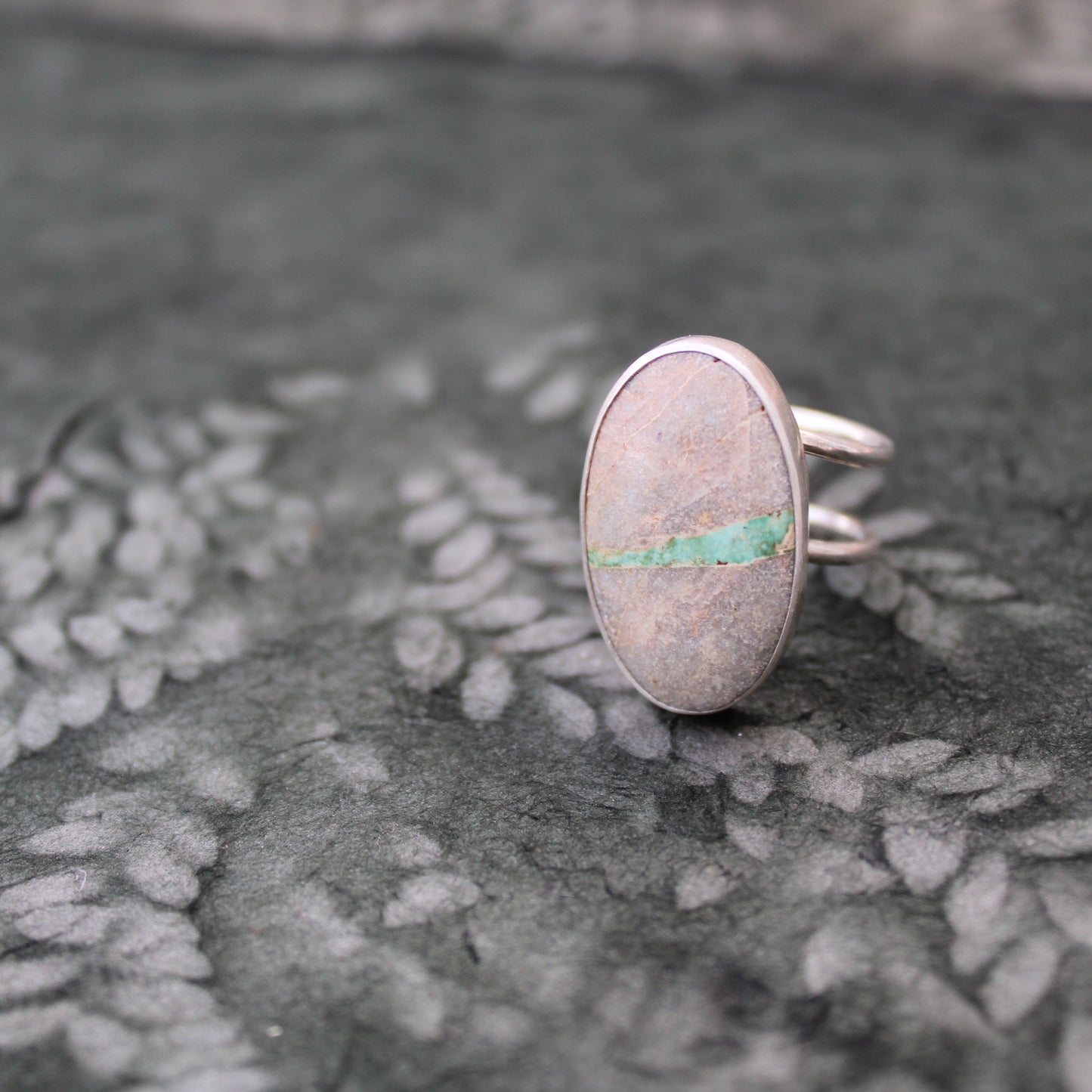 Currents Ring: Sterling Silver & Royston Ribbon Turquoise - size 6.25