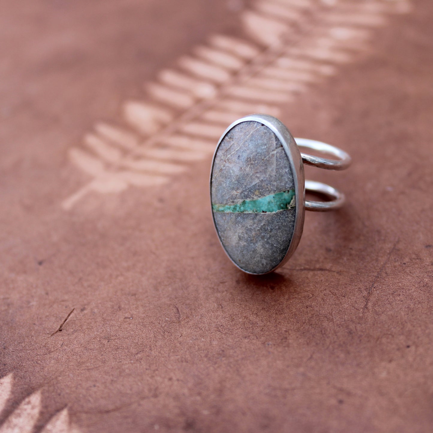 Currents Ring: Sterling Silver & Royston Ribbon Turquoise - size 6.25