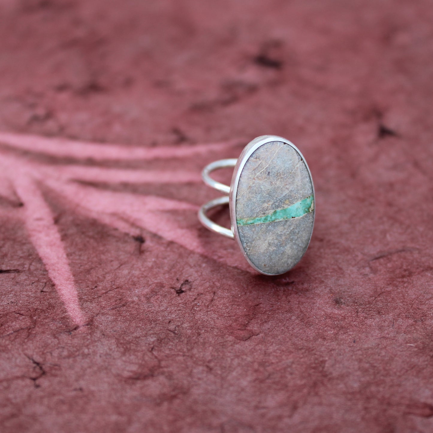Currents Ring: Sterling Silver & Royston Ribbon Turquoise - size 6.25