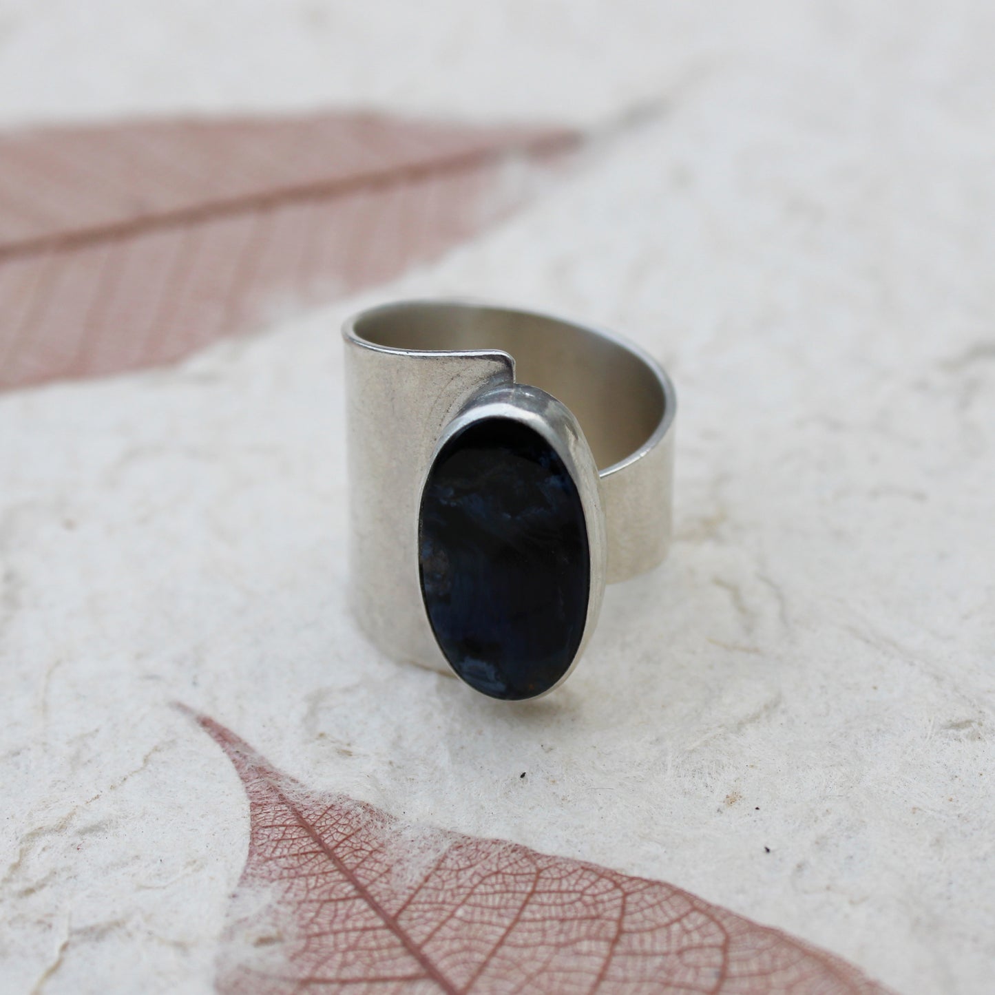 Stormsong Ring: Sterling Silver & Pietersite - size 8.75
