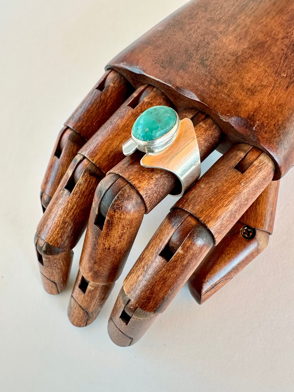 Open Sky Ring: Chrysocolla Gap Band & Sterling Silver - size 10.25