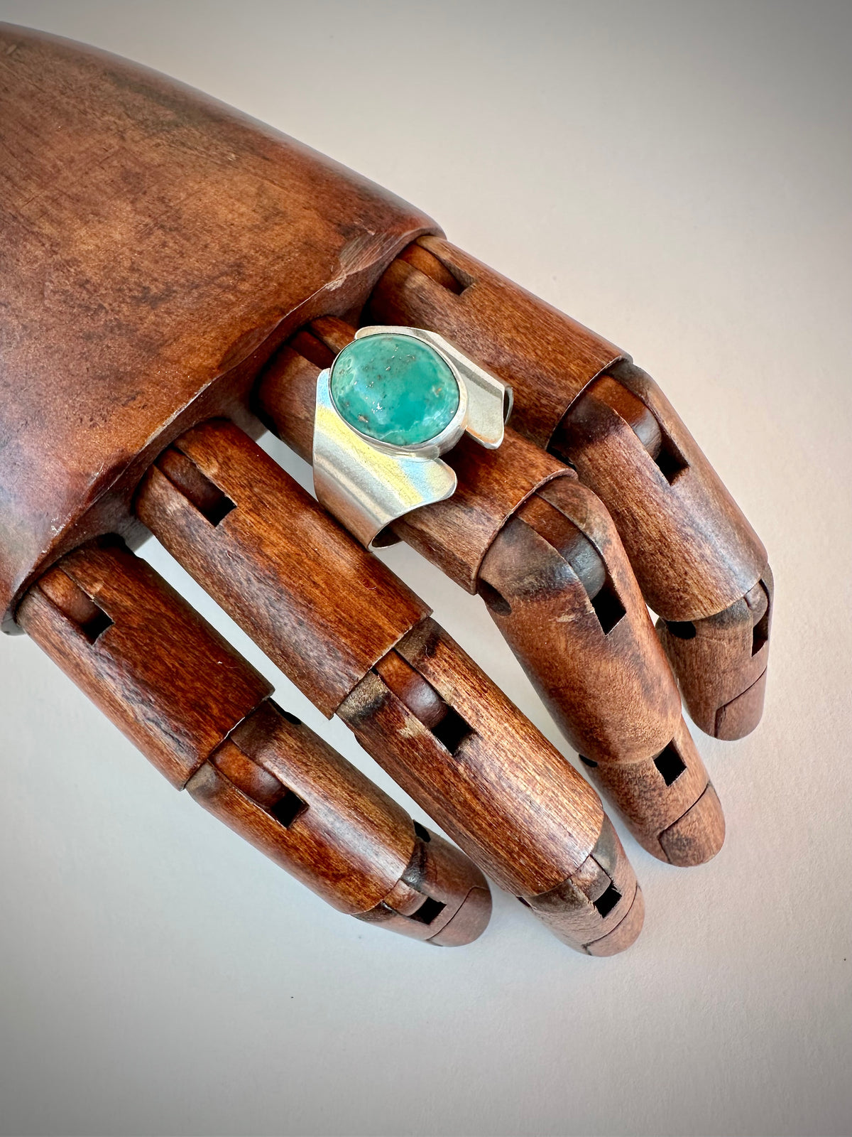 Open Sky Ring: Chrysocolla Gap Band & Sterling Silver - size 10.25