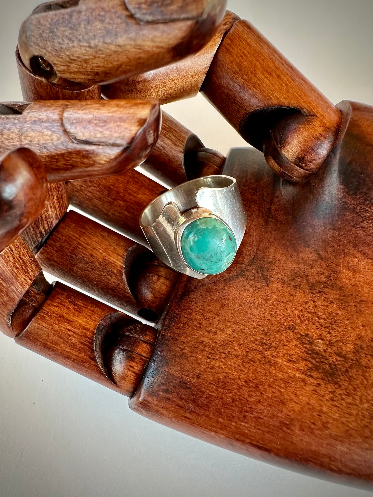 Open Sky Ring: Chrysocolla Gap Band & Sterling Silver - size 10.25