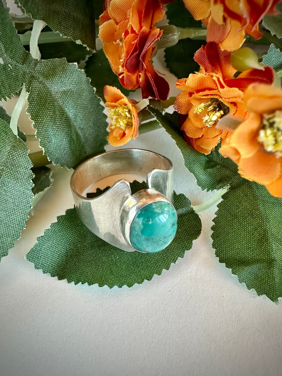 Open Sky Ring: Chrysocolla Gap Band & Sterling Silver - size 10.25