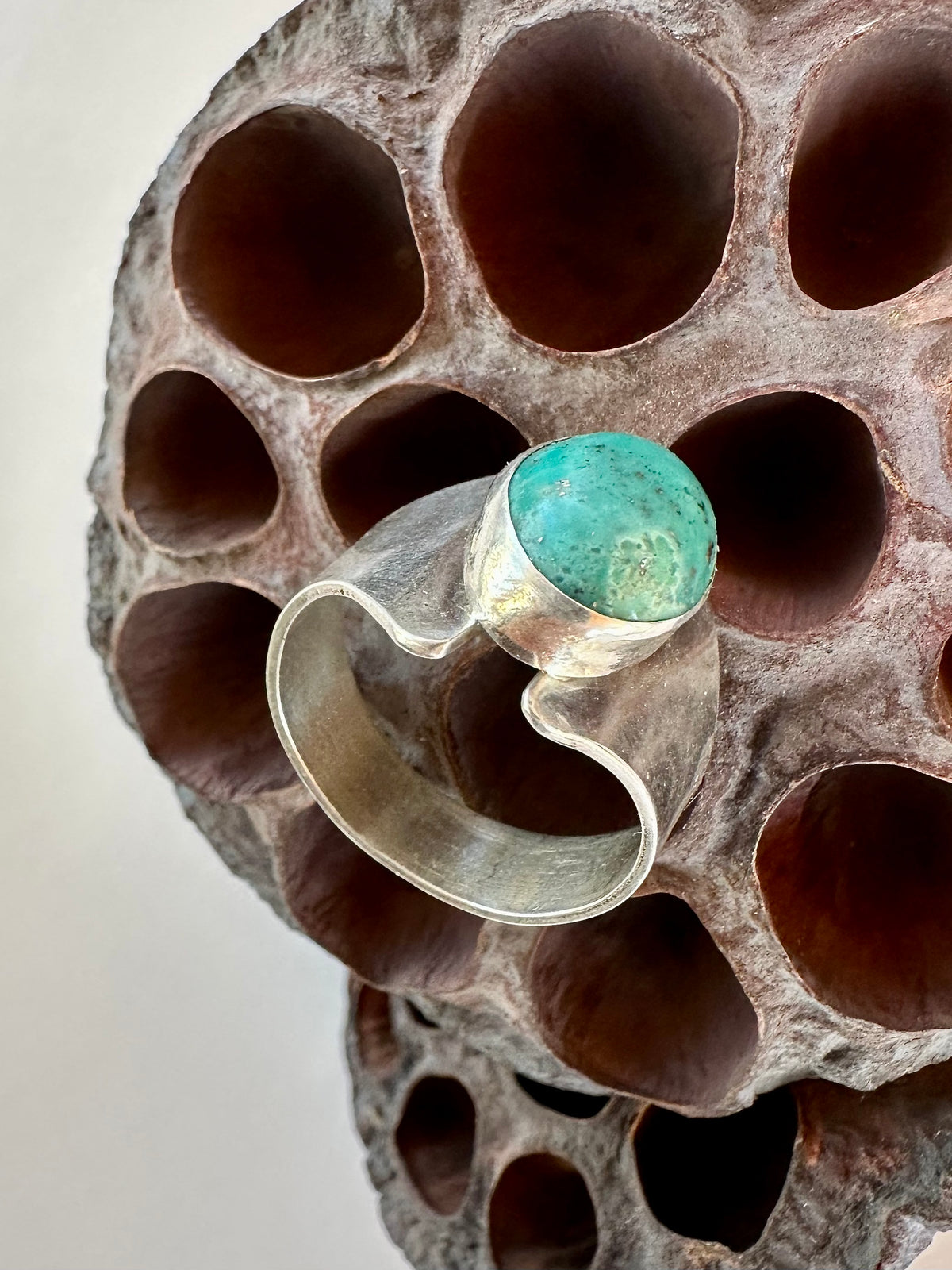 Open Sky Ring: Chrysocolla Gap Band & Sterling Silver - size 10.25