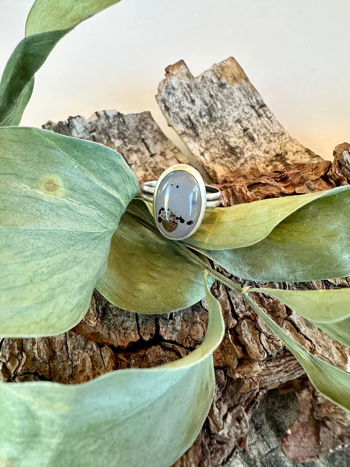 Still Water Ring: Montana Agate & Sterling Silver - size 5.25