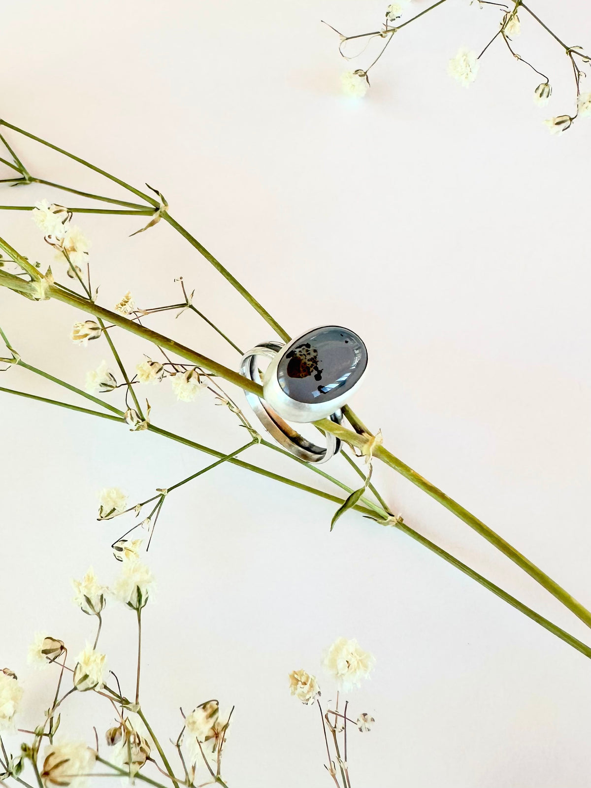 Still Water Ring: Montana Agate & Sterling Silver - size 5.25